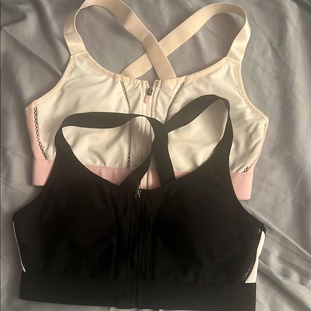 Fabletics Black and White strong support sports bras